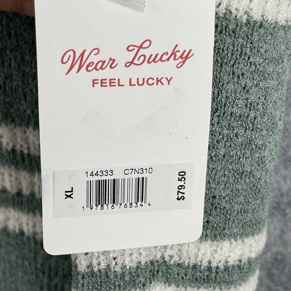 Lucky Brand Johnny Collar Polo Sweater Mens XL Green Striped Knit Retro NWT - Picture 6 of 14